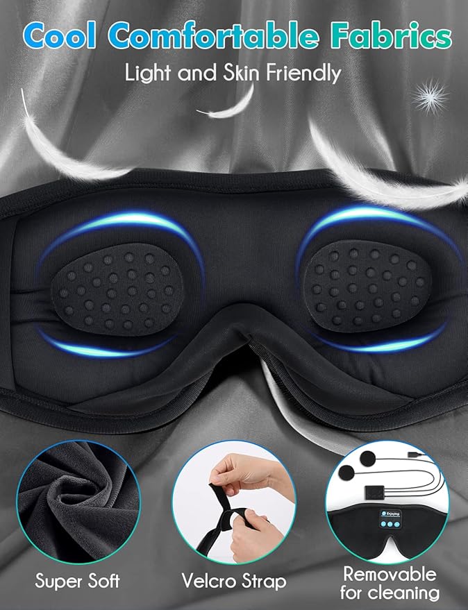 LC-dolida Sleep Mask with Bluetooth Headphones, Sleep Headphones Bluetooth - Image 5