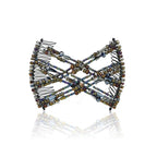 Decorative Beaded Fine Wire Hair Clip - Effortless, Adjustable Stretch Double Combs by HairZing No Damage, Creases, or Pain. (Earth - Medium)