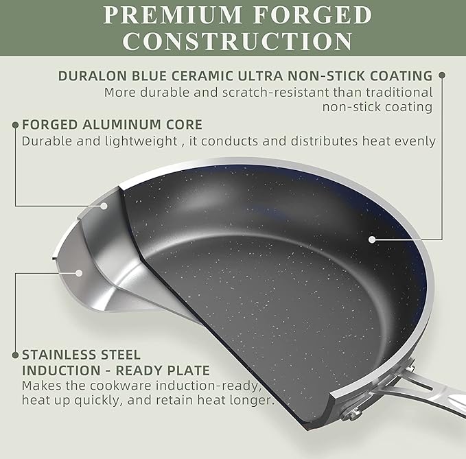 Nuwave Healthy Duralon Blue Ceramic Nonstick Coated 9pc Cookware Set, - Image 3