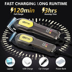 Hair Clippers for Men, Cordless & Corded Professional Clippers Set, 7500RPM Rechargeable Hair Cutting Kit with Precision Blades & Guide Combs, Ideal for Barbers & Home Use (Silver)