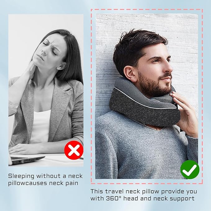 Travel Pillow, Best Memory Foam Neck Pillow Head Support Soft Pillow - Image 7