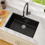Dcolora 28 Inch Matte Black Undermount Kitchen Sink Single Bowl Modern Sink - Image 8
