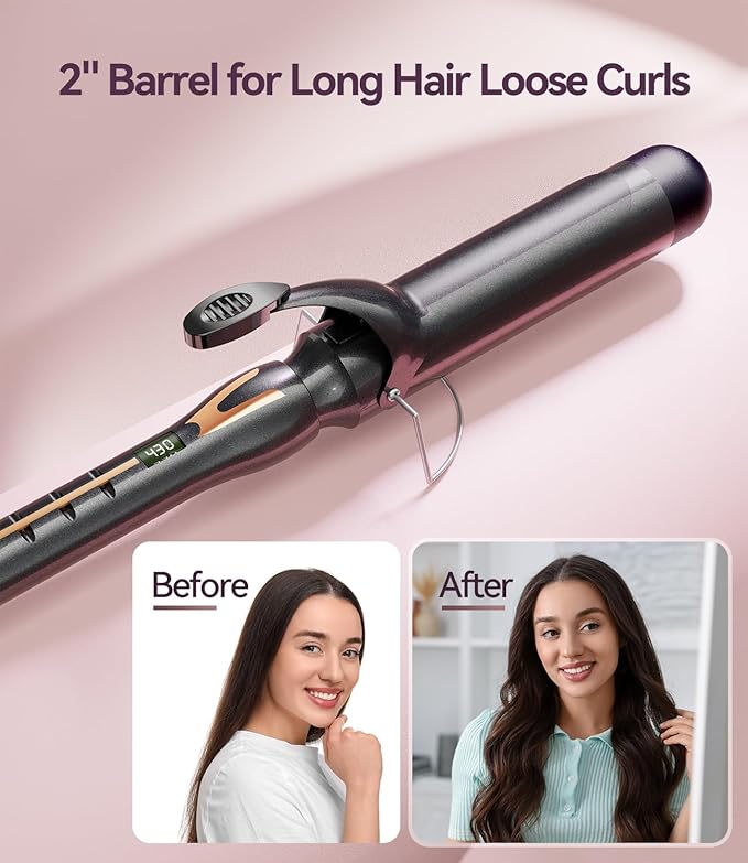 Curling Iron 1 1/2 Inch for Big Curls, 14 Heat Settings Big Barrel 1.5 Inch, Ceramic Large Barrel Curling Iron 1 1/2 Inch with Argan Oil Infused,