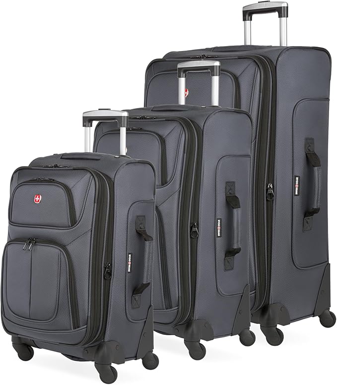 SwissGear Sion Softside Expandable Luggage, Dark Grey, 3-Piece Set by SwissGear