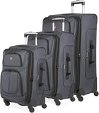 SwissGear Sion Softside Expandable Luggage, Dark Grey, 3-Piece Set by SwissGear