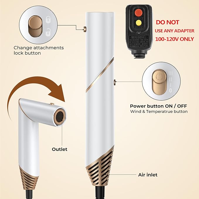 6 in 1 Hair Dryer Brush, Foldable Blow Dryer Brush with Air Styler Curler Wrap, Detachable Hot Air Brush Dry,Volumize, Straight,Curl, Negative Ion Brush Blow Dryer with Diffuser, Hair Styler Tools