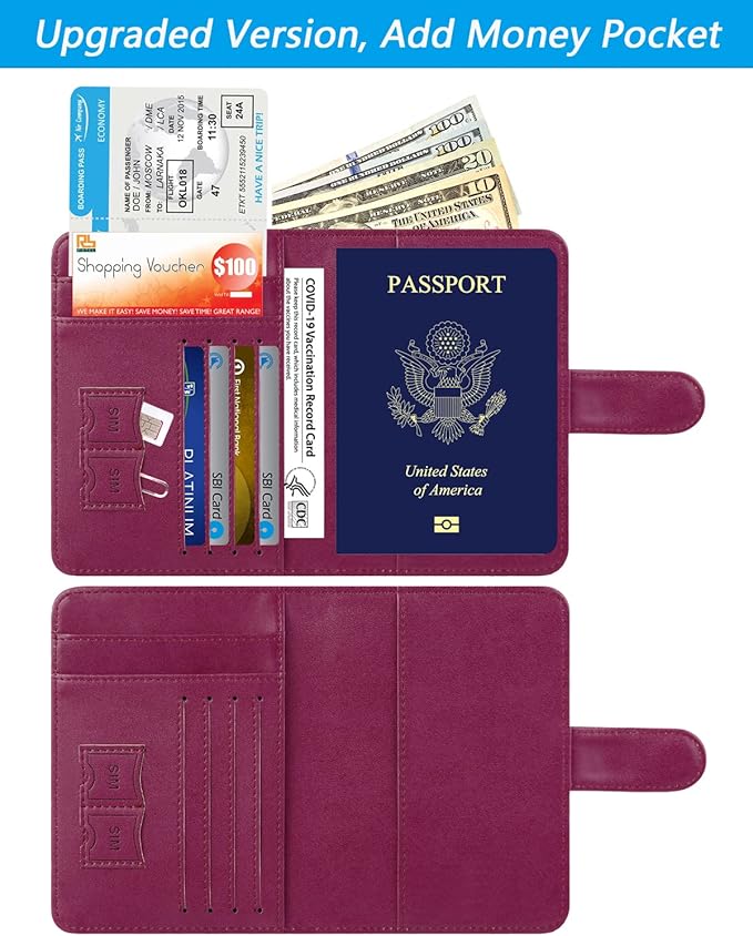 Passport Holder Cover Wallet RFID Blocking Leather Card Case Travel Accessories - Image 2
