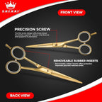 Professional Barber Shears 6” – High Carbon Stainless Steel Hair Cutting Scissors with Razor Sharp Edge for Salon & Home Use by S.H.E.R.R.Y (Gold, 6 inches)