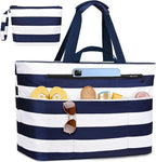 Extra Large Beach Bags for Women, Waterproof Sandproof Beach Tote Bag Zipper by ZENTREON