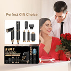 5 in ONE Blow Dryer Brush, Curling Wand Hair Styling Tools Set, Ionic Hot Air Hair Dryer, Massage Oval Hair Dryer, Left&Right Hair Curlers 100-120V