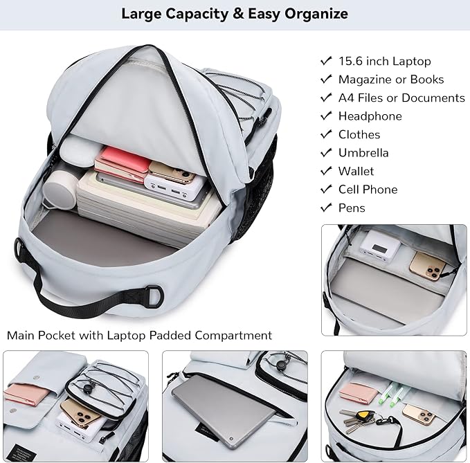Lohol Casual Backpack for Teen Boys Girls, Water Resistant Daypack - Image 5