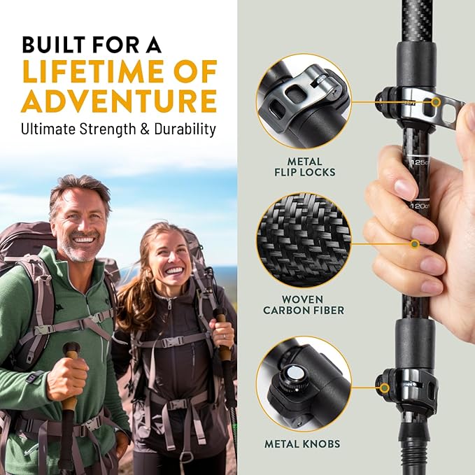 100% Carbon Fiber Trekking Poles by USA Brand - Image 5