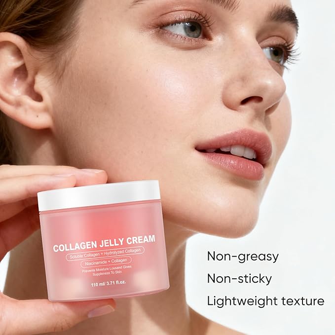 Collagen Jelly Cream, Face Moisturizer for Hydrating, Firming, Non-Greasy, Strengthen the skin barrier, 3.71 fl.oz/110ml