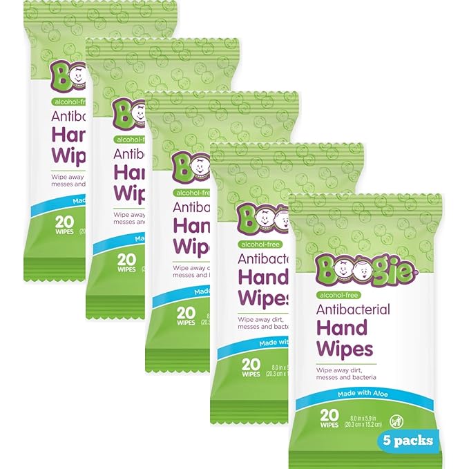 Boogie Antibacterial Hand Wipes by Boogie, Alcohol Free, Hypoallergenic and by BoogieBrand