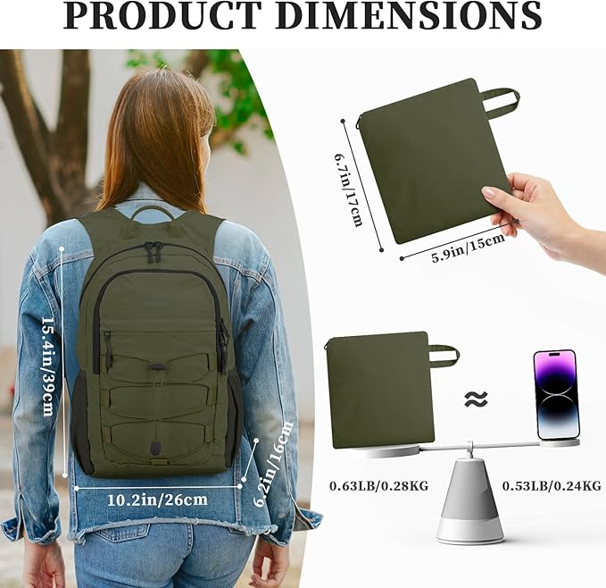 ZOMFELT Hiking Backpack for Women Men, 15L Lightweight Packable Backpacks for - Image 3