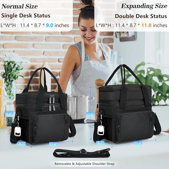 LOKASS Insulated Lunch Box Women & Men Large Adult LunchBag Double-Layer - Image 5