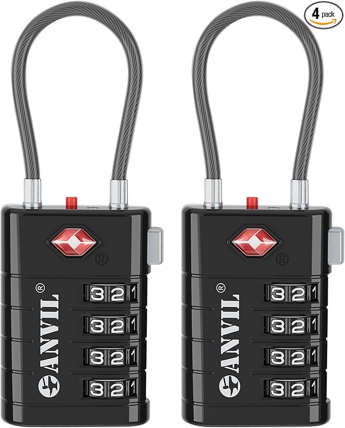 ANVIL 4 Digit Luggage Locks, TSA Locks by ANVIL