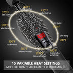 DAN Technology LCD Screen Digital Display Diamond Shaped Hot Comb, Black, 13.1 x 2.3 inches, 500 Degree Plug in Hot Comb with Adjustable Temperatures, Temperature Lock, Suitable for All Hair Types