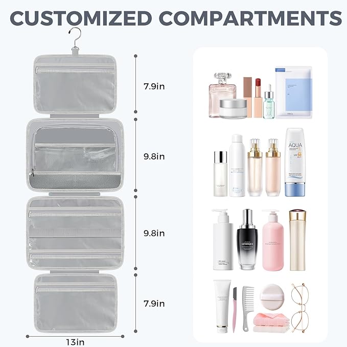 Toiletry Bag For women, Portable Hanging Organizer, 4 Leakproof Compartment for - Image 2