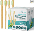 144 Pack Disposable Bamboo Toothbrushes by PRUVADE