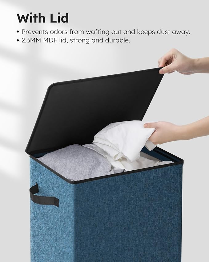 SOLEDI Laundry Hamper with Lid 90L Large & Tall Collapsible Laundry Basket - Image 5