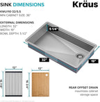 KRAUS Kore ADA Workstation 32-inch Undermount 16 Gauge Stainless Steel Kitchen - Image 3