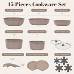15Pcs Pots and Pans Set Non Stick, Cookware Sets - Image 2