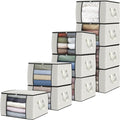 Fab totes 10 Pack Clothes Storage, Foldable Thick Fabric Blanket Storage Bags by Fabtotes