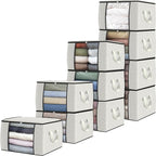 Fab totes 10 Pack Clothes Storage, Foldable Thick Fabric Blanket Storage Bags by Fabtotes