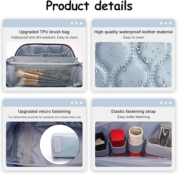 Travel Makeup Bags for Women Cosmetic Bag: Puffy Make up Bags Set of 3 - Image 4