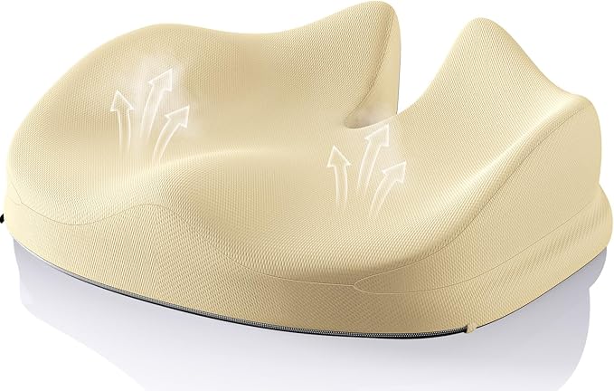 Benazcap Large Seat Cushion for Office Chair Memory Foam Coccyx Pain Relief by Benazcap