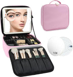Travel Makeup Bag with LED Mirror and 10x magnifying glass with 3 Lighted - Image 9