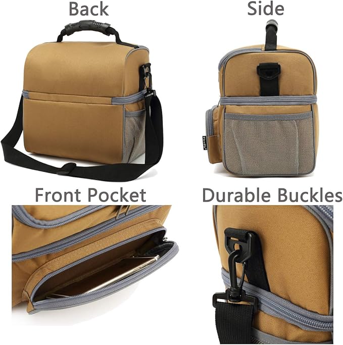 FlowFly Double Layer Cooler Insulated Lunch Bag Adult Lunch Box Large Tote Bag - Image 6