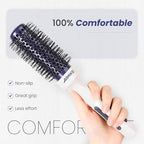 AIMIKE Nano Ionic Tech Small Round Brush, Ceramic Brush for Blow Drying, Styling and Boosting Volume, Natural Wood Handle - 1.4 Inch/35mm