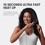 Hair Straightener Brush, Hair Straightener Comb with 3 Temps 20s Fast Heating Shine, Gold Rose