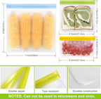 SPLF 12 Pack Dishwasher Safe Reusable Snack Bags, BPA Free Storage Bags - Image 3