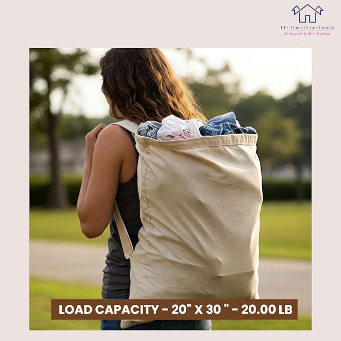 LFH Home Cotton Canvas Large Laundry Bag - Image 4