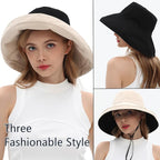 vidsel Womens Sun Hats Wide Brim Reversible Bucket Cotton Hat Packable Summer - Image 5