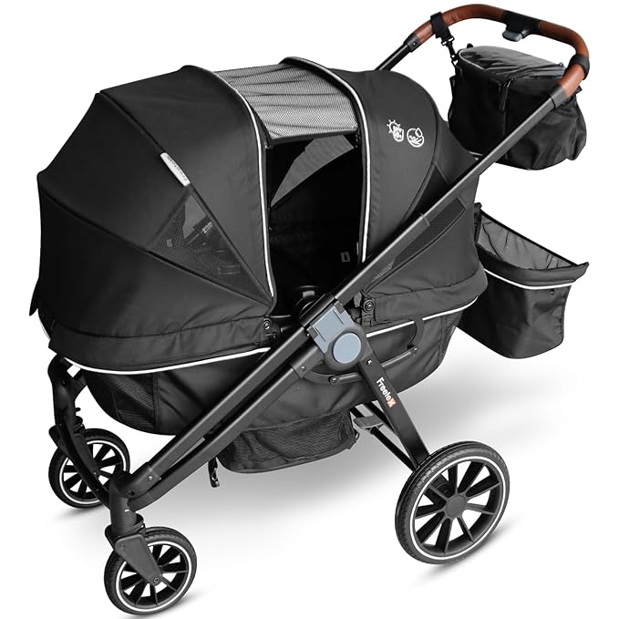 Tandem Wagon Stroller–All-Terrain 2-in-1 Push&Pull Design, Double Seat by Freetex
