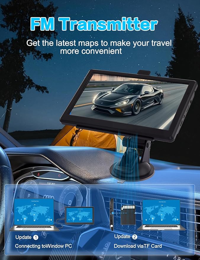GPS Navigator for Car with 7" Touch Screen & Voice Steering Guidance/Speed/Red - Image 3