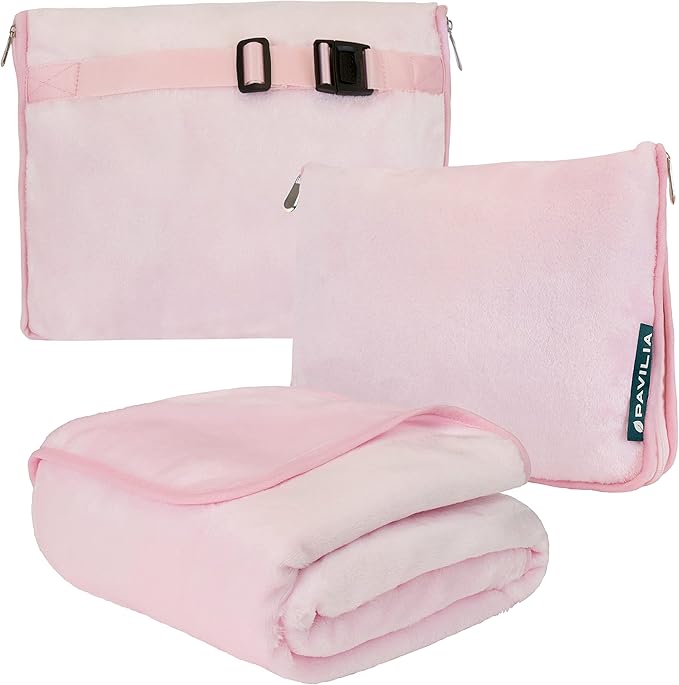 PAVILIA Travel Blanket Pillow, Soft Airplane Blanket 2-in-1 Combo Set, Plane by PAVILIA