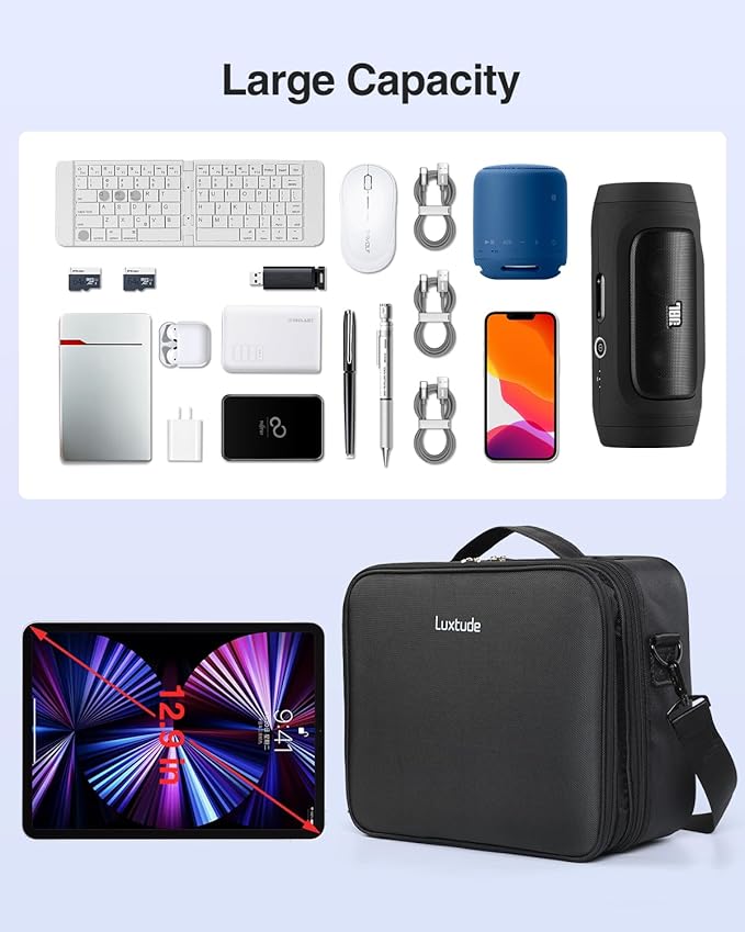 Luxtude Electronic Organizer Travel Case Large, Double Layer Tech Carrying Case - Image 2