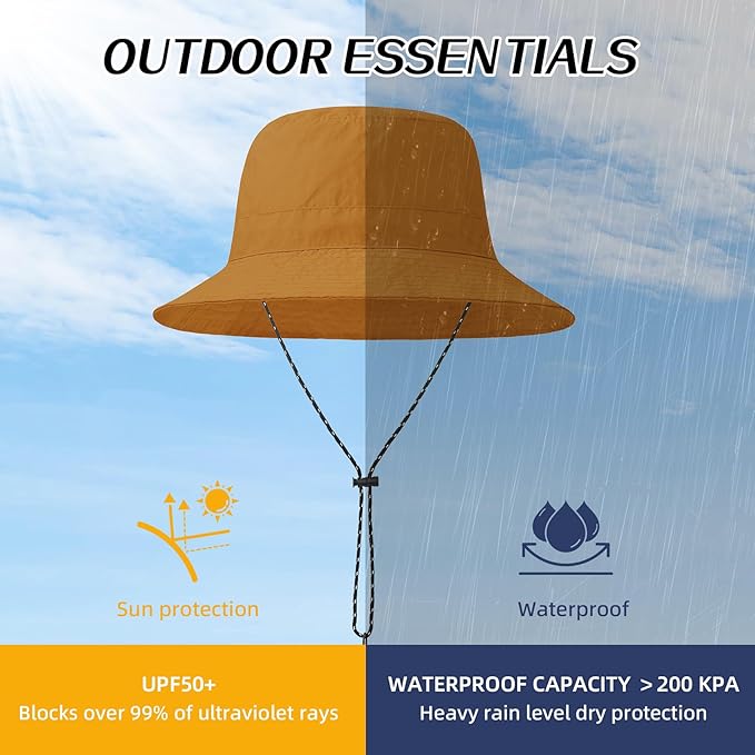 Durio Waterproof Bucket Hats for Woman UPF 50+ Sun Hat UV Protection Packable - Image 2