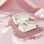 Small Jewelry Travel Case For Womens Small Rectangle PU Leather Jewelry Box - Image 5