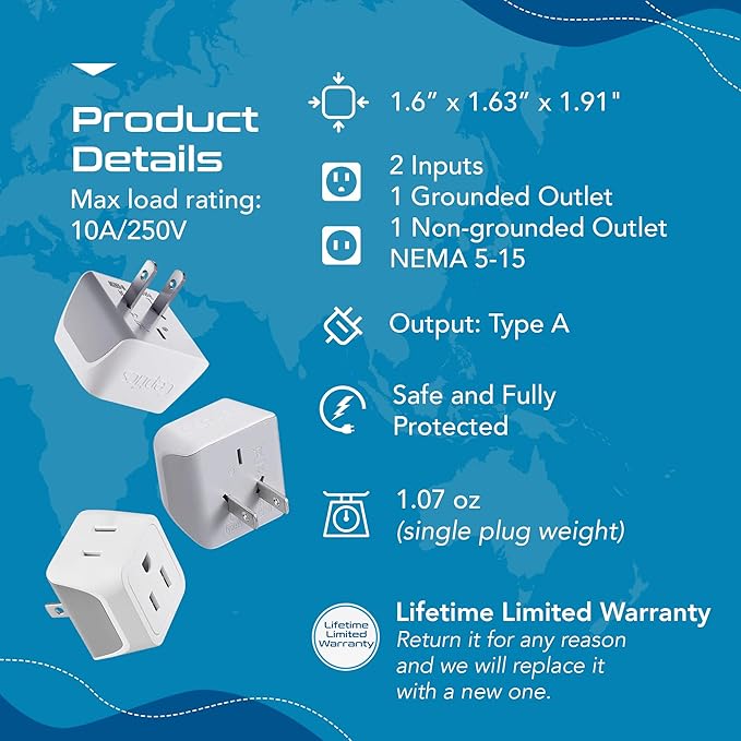 Japan, Philippines Travel Adapter Plug by Ceptics - Image 4