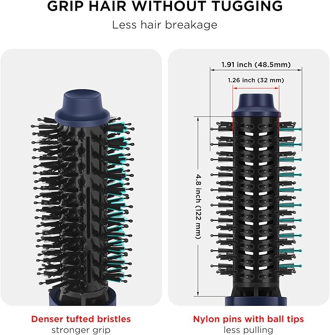 Hair Dryer Brush, Aima Beauty 4-in-1 Upgrade Hot Air Straightener Curler Function for Women, Hair Styling Tools, Prussian Blue-Round