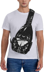 SUPLUCHOM Sling Bag Black White Butterfly Moon Tarot Black White Butterfly Moon - Image 6