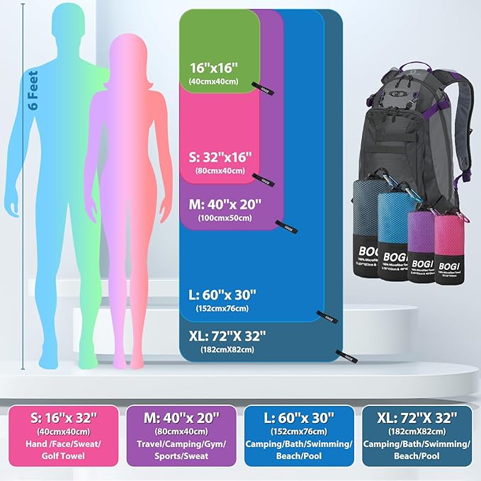 BOGI Microfiber Travel Sports Towel-Quick Dry Towel, Soft Lightweight - Image 2