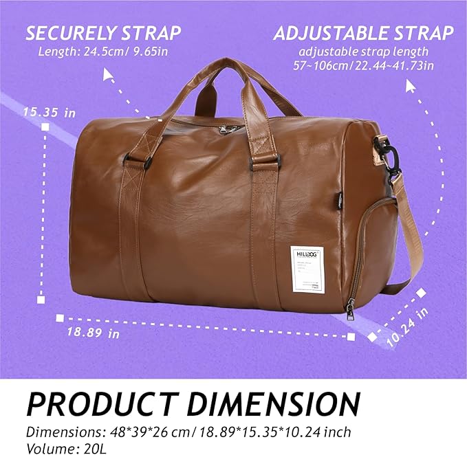 Leather Sports Gym Tote Bag - Image 5