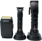 Supreme Trimmer 3-in-1 Barber Bundle | 2Spee Clipper, 2Spee Trimmer & Crunch Foil Shaver | Professional Beard Trimmer Men’s Hair Clipper Kit | (Black)